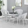 Conjunto de Mesa e Cadeira Pequena para Varanda de Três Peças Cadeira de Rattan Mesa de Café para Pátio Externo Combinação Cadeira com Encosto de Rattan Sintético para Terraço Externo