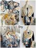Bufanda elegante de seda Hangzhou con protección solar y letras para mujer, ideal para primavera y otoño, fina y larga, chal de satén de verano.