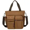 Maletín Portátil de Lona para Hombre, Bolso de Hombro Cruzado Multifuncional de Negocios, Mochila de Gran Capacidad con Múltiples Bolsillos, Bolso Mensajero