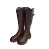 Novas botas femininas de sola grossa para o outono de 2026, emagrecedoras, de cano alto até o joelho, tamanho pequeno, botas Martin
