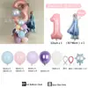 Reina de Hielo Aisha Princesa Copo de Nieve Temática Aluminio Mucca Morado Azul Columna de Globos de Látex Traje Montaje