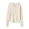 Nuevo Cardigan de Punto con Capucha y Cremallera 100% Cachemir para Otoño e Invierno Suéter de Punto Trenzado Estilo Perezoso Prendas de Punto para Mujer