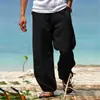 Pantalones Casuales de Algodón y Lino Europeos y Americanos 2023 Primavera Nuevo para Hombre Sueltos Algodón y Lino Cordón Hip-Hop Ligeros Pierna Ancha Rectos Ropa de Hombre
