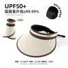 Sombrero de ala ancha con protección solar tipo chal para mujer, protección de verano, sombrero de sol de paja tejido con parte superior vacía, plegable