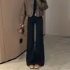 Calça Jeans Flare Retro Americana para Mulheres, Nova Moda Outono e Inverno, Cintura Alta, Não Apertada, Forrada com Lã, Comprimento até o Chão