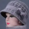 Sombrero de Anciana para Mediana Edad y Ancianas Sombrero de Punto de Ala Ancha Mujeres Otoño e Invierno Sombrero de Lana de Abuela Forrado de Felpa Cálido Sombrero de Madre