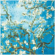 Nueva bufanda cuadrada de sarga de seda pesada, estilo europeo y americano, con pintura al óleo de Van Gogh y flor de albaricoque, chal de seda para mujer