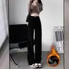 Jeans Negros de Pierna Ancha Estrecha para Mujer 2024 Nuevo Otoño e Invierno Cintura Alta Rectos Sueltos Petite Pantalones de Piso