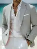 2026 Jaqueta Casual de Linho Estilo Italiano Masculina Transfronteiriça Slim Fit Jaqueta Única Estilo Britânico em Várias Cores