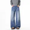 Marca da Moda Jeans de Algodão Puro Pesado Jeans Masculino Jeans Masculino Outono 2026 Novo Calça Reta Solta Lavada Degradê
