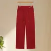 Novos estilos de outono e inverno para mulheres de meia-idade e idosas: calças forradas com fleece e cós elástico, calças cigarette estilo mom e calças casuais cropped feitas de cashmere sintético