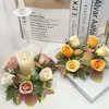 Guirlanda de Castiçal Rosa de Outono Transfronteiriça Decoração Romântica de Mesa Ornamentos de Velas para Jantar na Véspera de Natal Guirlanda