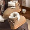 Invierno 2024 Nuevo Anti-nudo Correa de Lazo Suela Gruesa Botas de Algodón Altura de Raquetas de Nieve Zapatillas de Algodón que Aumentan la Altura Zapatos de Algodón para Mujer Antideslizante