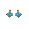 Pendientes de Trébol de Cuatro Hojas Turquesa de Alta Gama Estilo Francés Personalidad de Nicho Pendientes Únicos Lujo Ligero Versátiles Pendientes de Moda para Mujer
