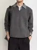 Suéter Falso de Duas Peças com Decote Duplo em V Masculino Inverno Estilo Preguiçoso Malha Camisa Base Lel