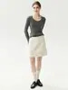 Saia de tricô curta de cashmere, canelada verticalmente, para emagrecer, estilo outono/inverno, perfeita para sobreposições, saia de corte reto da moda