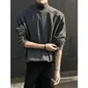 Camiseta de manga larga estilo americano para hombre, primavera y otoño, cuello semi-alto, hombro normal, camiseta interior, sudadera juvenil de cuello pequeño, ropa para hombre