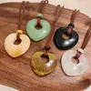 Collar de Corazón de Cristal de Piedra Natural para Mujer, Cadena Larga Vintage para Clavícula, Cadena para Suéter de Piedra Ojo de Tigre, Accesorio de Cuello de Verano