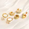 Pendientes de Acero Inoxidable Transfronterizos Incrustados con Circonita Contorno en Forma de C Pendientes de Flor de Diamante Lujo Accesible Moda Pendientes Chapados en Oro de 18K
