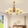 [Wow] Lámpara de araña Francesa Lujo Accesible Creativa Retro Color Nogal Lámpara Protección Ocular Elegante Estilo Mid-Century Lámparas de Pasillo