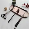 Herramienta para Vela de Aromaterapia Bronce Rojo Juego de 4 Piezas Mecha Portamechas Cortador de Velas Tapa Apagavelas Gancho de Campana Bandeja