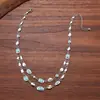 Tendencias de Moda Europeas y Americanas, Estilo Étnico, Collar Doble Capa de Turquesa Incrustado con Diamantes, Lujo Ligero Vintage, Exquisita y Elegante Joyería para el Cuello