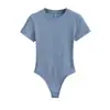G005-25 Novo Estilo de Verão Estilo Europeu e Americano Garota Popular Desejo Puro Sexy Elástico Slim Fit Simples Gola Redonda Manga Curta Macacão
