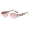 Gafas de Sol Retro Sin Marco para Viaje de Mujer Gama Alta Ojo de Gato Montura Pequeña Estilo Europeo Gafas de Sol con Protección UV para Caras Cuadradas y Redondas