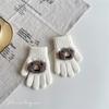 Invierno Nuevo Niños Lindo Animal Dibujos Animados Tejidos a Mano con los Dedos Guantes de Lana Cálidos para Bebé Cinco Dedos