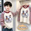 Camiseta de Manga Larga Raglán de Felpa para Niños Primavera Otoño Invierno Elegante para Niños Capa Base Versátil Top de Capa Base Cálido para Niños