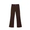 Jeans Americano Marrom Micro-flare Feminino Primavera e Outono Novo Tamanho Grande Menina Cheinha Cintura Alta Cobre o Quadril Elástico Calça Ferradura