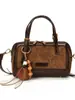 Bolso Boston de patchwork color chocolate, bolso tote de gran capacidad, nuevo estilo 2026, bolso de hombro para mujer, bolso cruzado, adecuado para ir al trabajo y viajar