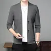 Nuevo Cárdigan de Punto Casual de Negocios Ajustado para Hombre, Temporada Primavera y Otoño 2024, Elegante y Versátil de Manga Larga
