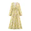 Vestido largo de gasa transfronterizo nuevo europeo y americano de manga larga, adelgazante, estampado de moda, venta al por mayor, simple abrigo de verano en cinco colores