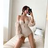 Traje de Baño de Verano para Mujer de Manga Larga Estilo Ins Encaje Sexy Conservador Adelgazante Espalda Descubierta Diosa Hada Abanico Aguas Termales