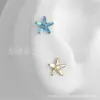 Pendientes de Titanio F136 con Cinco Puntas Completamente Diamantados de Circonita Estrella G23 Aleación de Titanio Joyería para Perforaciones Clavo de Hueso del Oído Clavo Coclear