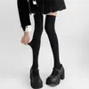 Sala de Clases Nocturnas Calcetines Negros Hasta la Rodilla para Mujer Primavera y Otoño Garra de Gato Linda Calcetín Antideslizante de Silicona Micro-Penetración Calcetines Largos