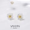 Brincos de Margarida Wanying Jewelry para Mulheres S925 Prata Esterlina Estilo Coreano Bonito Doce Crisântemo Presente Brincos Distintivos para Todos os Fósforos