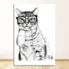 Pintura de Lienzo de Gato de Dibujos Animados Simple y Moderna para Sala de Estar, Habitación de Niños, Dormitorio, Pintura Colgante, Núcleo de Pintura Decorativa Nórdica Cálida para el Hogar