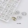 Rinestones para Uñas Artísticas Hielo Triturado Dongzhou, Diseño Blanco Ovalado y Cuadrado Grueso de Flor de Hielo, Uñas Artísticas Portables con Rinestones en Forma de Corazón con Grietas de Hielo, Decoraciones para Uñas Artísticas