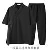 Roupa Taoísta Colarinho Sanqing Verão Fina Terno Taoísta Masculino e Feminino Linho Terno Taiji Robe Curto Transpassado Terno Taoísta Colarinho Sanqing