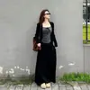 Novo estilo de outono para mulheres plus size: Camisole listrada relaxada estilo coreano, cardigã elegante, saia de cintura alta, conjunto feminino plus size