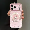 Suporte Giratório de Gatinho Fofo Compatível com Capa de Celular Apple 17promax iPhone 16 Desenho Animado 15 Janela Grande 14