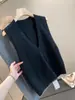 Chaleco de Punto Hongmi Apparel/Lana Otoño e Invierno Capas Ajuste Holgado Adelgazante Cuello en V