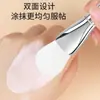 Cepillo para Mascarilla Facial de Silicona de Cabeza Suave Doble Cabeza Galvanizado en Plata Cepillo de Maquillaje Plano para Mascarilla de Barro Tipo Espátula Cepillo para Mascarilla de Barro Venta al por Mayor