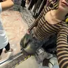 Otoño Nuevo Estilo Botones Lana Sintética Estilo Coreano Artículo Popular Femenino Base Rayada Manga Larga Ropa Interior Adelgazante Elegante Top