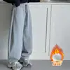 Calça de Pelúcia para Meninas 2026 Novo Estilo de Inverno Peça Única de Veludo Espessado Perna Larga Casual Calça de Moletom Perna Reta para Crianças Grandes Outono/Inverno