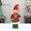 Decorações de Natal Boneco Elfo de Pernas Longas Tecido Vermelho e Verde Boneco Elfo Palhaço Masculino e Feminino Estátua Enfeites