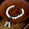 Pulseira Minimalista Dourada de Sândalo Verde e Contas de Bodhi Feita à Mão 8/10mm Joia de Sândalo Verde de Círculo Duplo Atacado