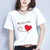 [En stock] Camiseta holgada de cuello redondo estampada de estilo coreano de verano, estilo Harajuku, estilo básico, jersey de manga corta.
